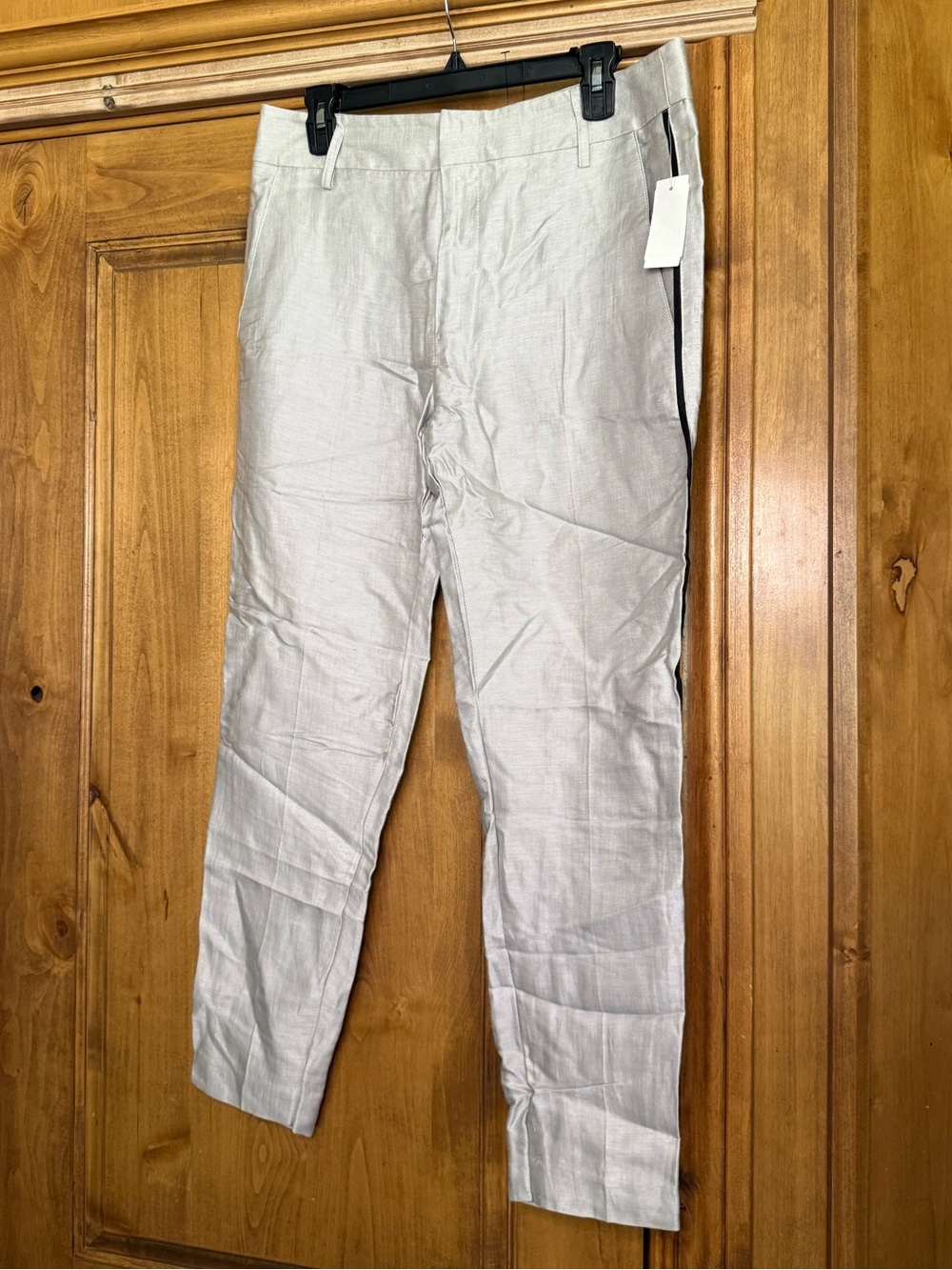 SMYTHE Louche Linen Blend Pants Dove Gray Size 6 Luxury Designer Made in Canada